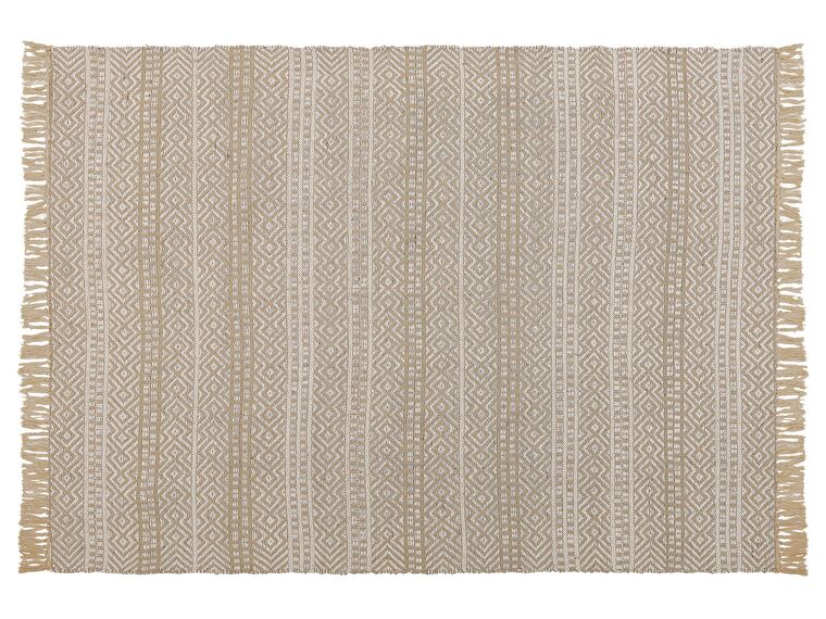 Teppich beige 140 x 200 cm geometrisches Muster Kurzflor zweiseitig DORTYOL_807240