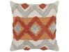 Set of 2 Tufted Cotton Cushions Geometric Pattern 45 x 45 cm Orange and Beige BREVIFOLIA_835313