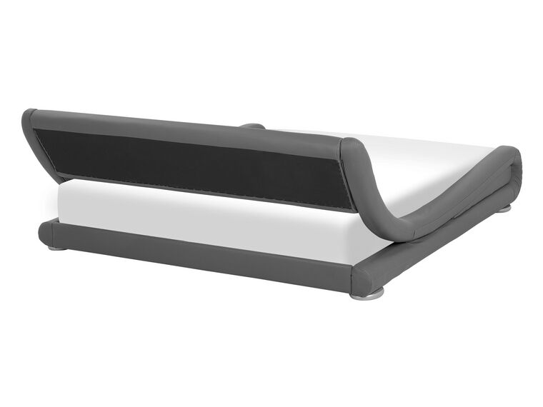 Faux Leather EU Double Size LED Waterbed Grey AVIGNON Beliani.co.uk