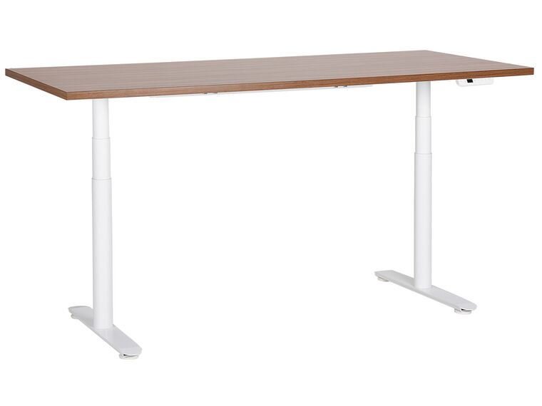 Elektriskt justerbart skrivbord 180 x 80 cm mörkt trä och vit DESTINAS_899606