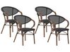 Set of 4 Garden Chairs Dark Wood and Black CASPRI_799043