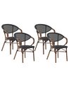 Conjunto de 4 sillas de jardín negro/madera oscura CASPRI_799043