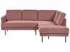 Left Hand 4 Seater Fabric Corner Sofa Pink Brown BREDA_885930