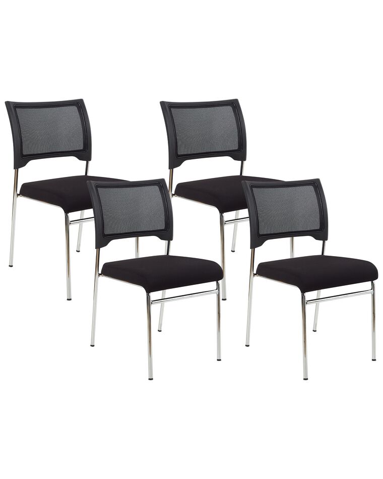 Conjunto de 4 cadeiras de conferência em plástico preto SEDALIA_902599