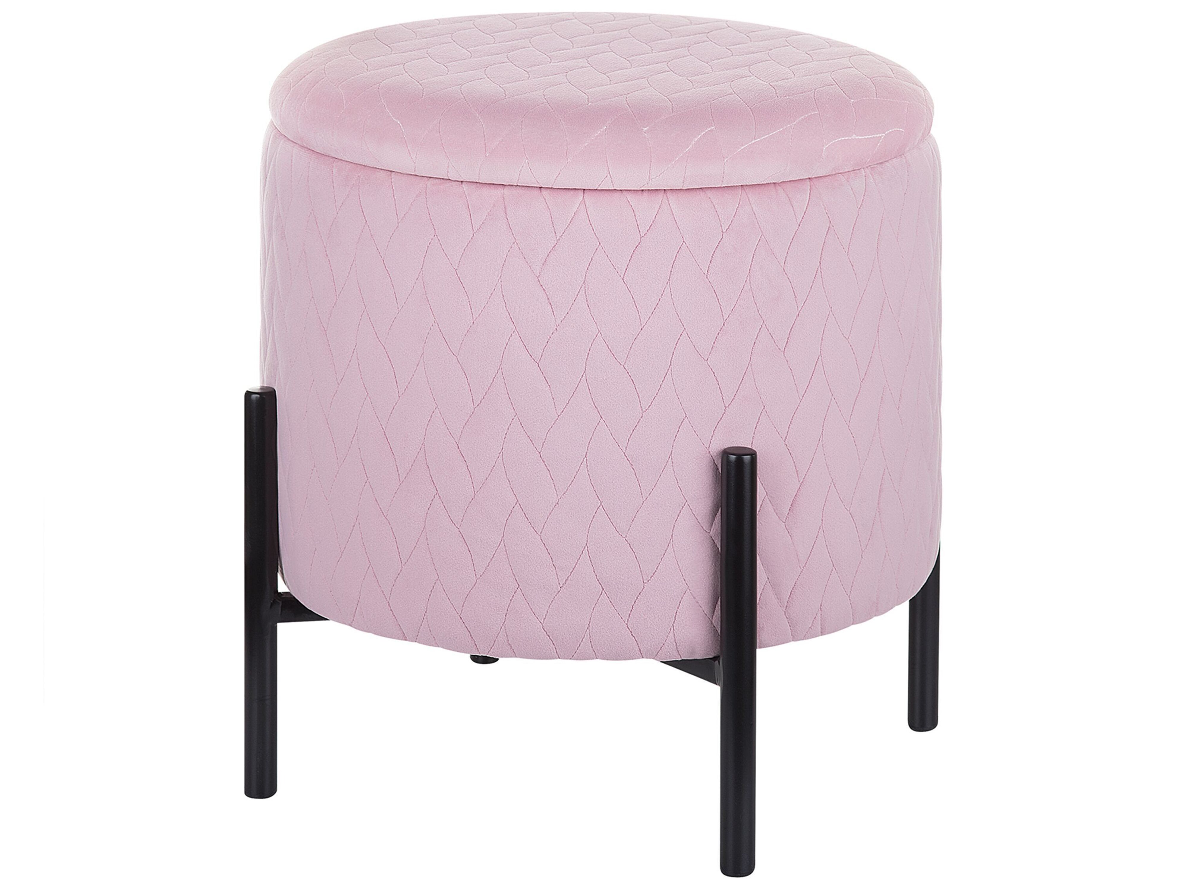 Velvet Storage Footstool Pink WENONA   Beliani.de
