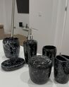 Badeværelsestilbehør marmor look/sort keramik 6-dele PALMILLA_907306