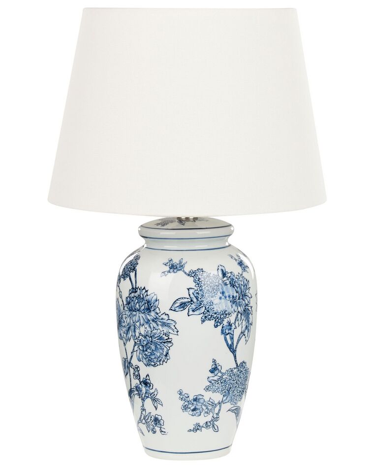 Tafellamp porselein wit/blauw BELUSO_883001