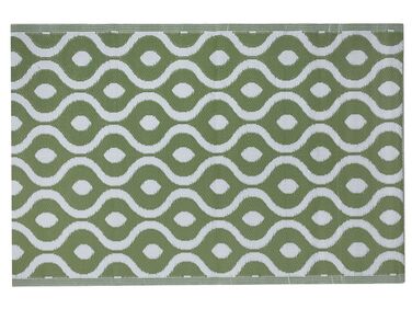 Outdoor Teppich grün 120 x 180 cm marokkanisches Muster zweiseitig Kurzflor PUNE