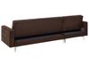Hnedá rozkladacia rohová sedacia súprava čalúnená imitáciou kože s taburetom pravostranná / ľavostranná ABERDEEN_717124