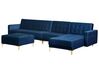 Right Hand Modular Velvet Sofa with Ottoman Navy Blue ABERDEEN_752341