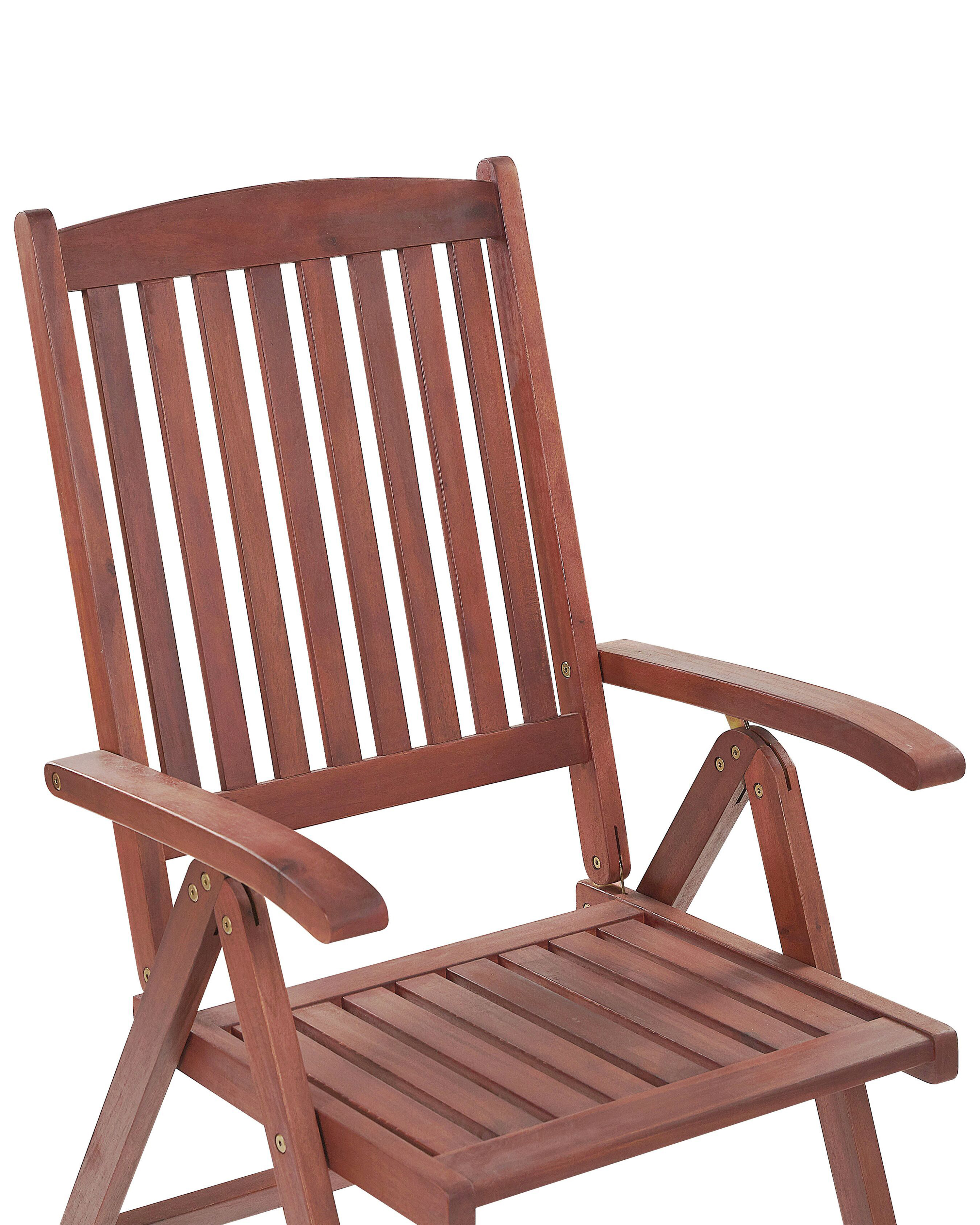 Zestaw 6 krzeseł ogrodowych drewno akacjowe z poduszkami czerwonymi TOSCANA_784184