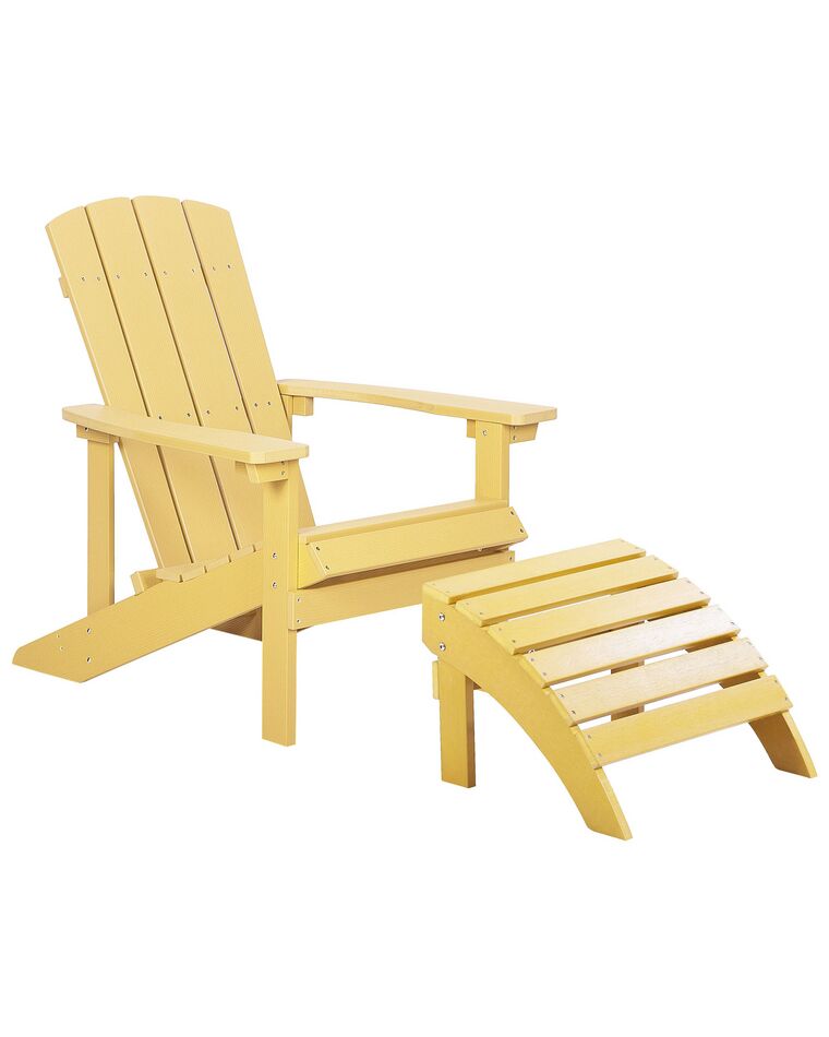 Záhradná stolička s podnožkou žltá ADIRONDACK_809663