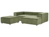 Canapé d'angle à gauche 2 places modulable avec ottoman en velours côtelé vert APRICA_895103