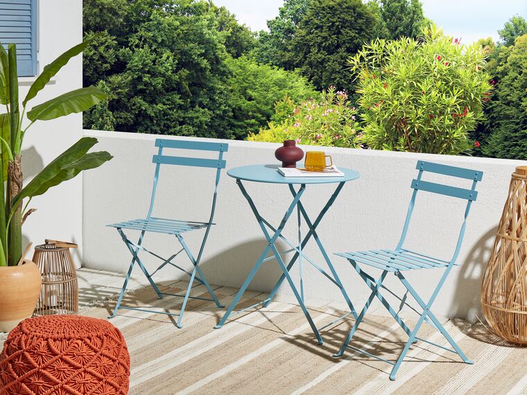 Set De Jardin Bistrot 3 Pièces En Aluminium Moulé - Table + 2 Chaises Pour Terrasse, Balcon, Cour (Blanc Ou Vert) - 5