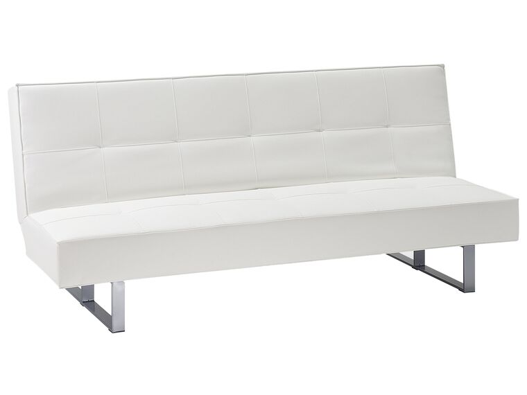 Faux Leather Sofa Bed White DERBY Beliani.co.uk