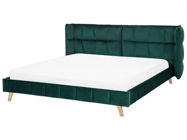 Tmavozelená zamatová posteľ 180 x 200 cm SENLIS