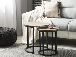 Sivupöytäsetti tumma puu/musta 2 kpl DIXIE Sivupöytäsetti tumma puu/musta 2 kpl DIXIE