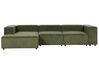 Canapé d'angle à droite 3 places modulable en velours côtelé vert APRICA_896904