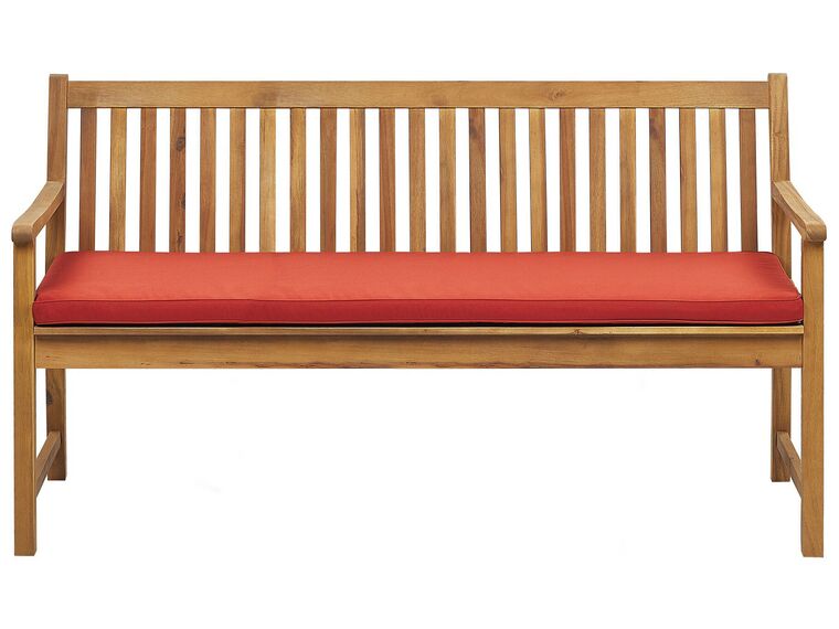 Acacia Wood Garden Bench 160 cm with Red Cushion VIVARA_774802