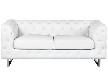 2 Seater Faux Leather Sofa White VISSLAND