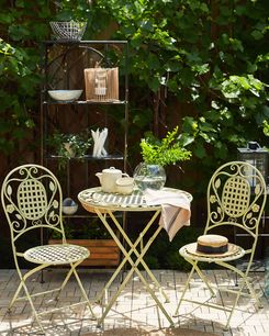 Puutarhatuolit 2kpl metallinen vaaleanvihreä BIVIO