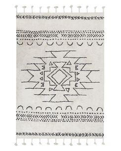 Matto puuvilla valkoinen/musta 140 x 200 cm KHOURIBGA