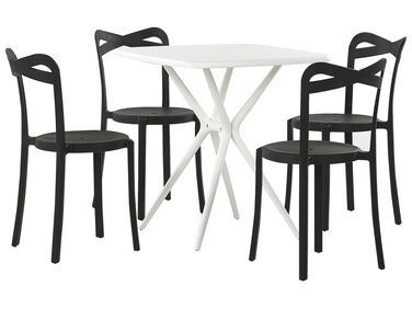 Salon de jardin table et 4 chaises blanc et noir SERSALE/CAMOGLI
