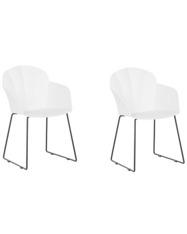 Spisebordsstol hvid PP/sort metal sæt af 2 SYLVA