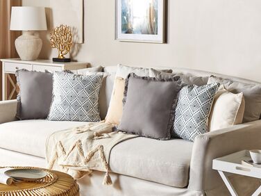 Cotton Cushion Oriental Pattern 45x45 cm Blue and White CORDATA