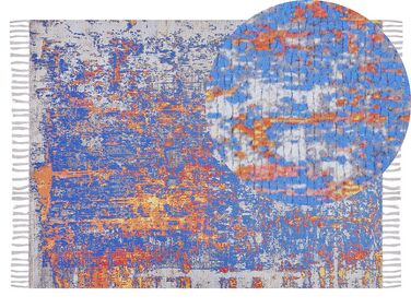 Teppich mehrfarbig 140 x 200 cm abstraktes Muster Fransen Kurzflor ACARLAR