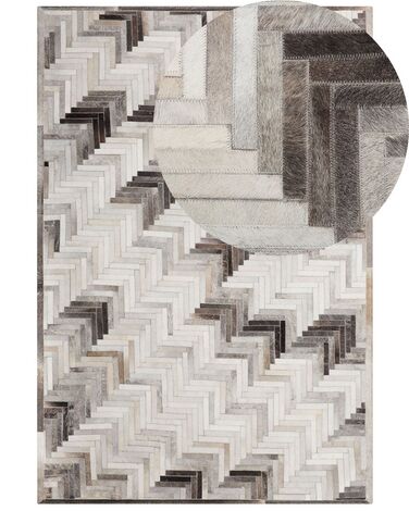 Kožený koberec 160 x 230 cm sivá/béžová ARSUZ