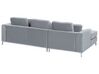 Right Hand Velvet Corner Sofa with Ottoman Light Grey OSLO_744104