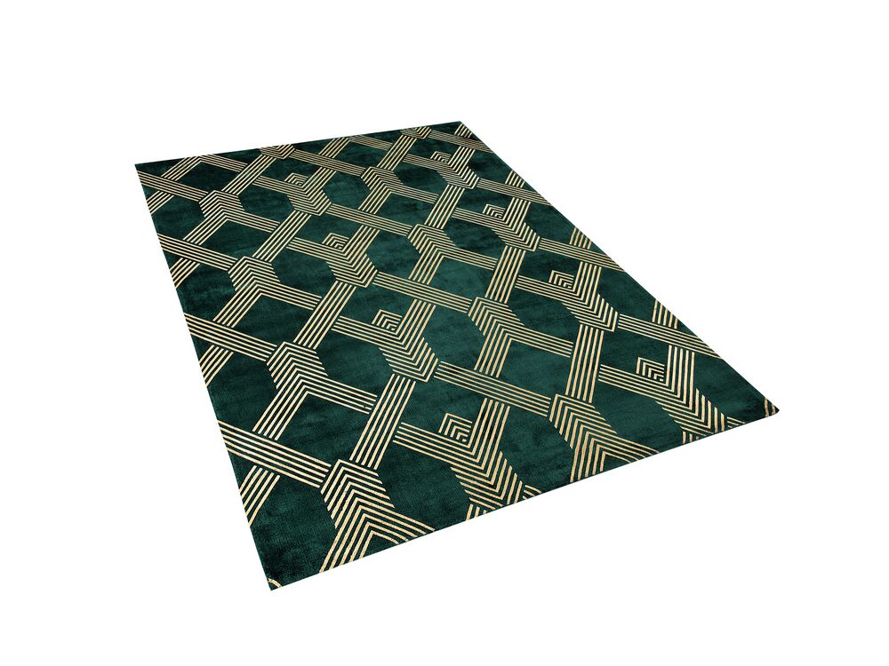 Viscose Rug 140 x 200 cm Green VEKSE Beliani.co.uk