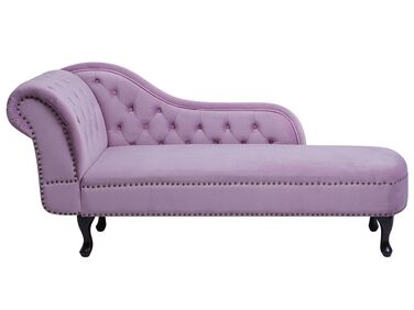 Chaise longue fluweel violet linkszijdig NIMES