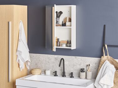 Bathroom Wall Mounted Mirror Cabinet White 40 x 60 cm PRIMAVERA