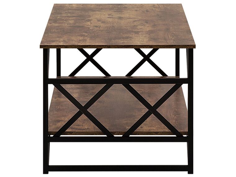 Coffee Table with Shelf Dark Wood with Black BOLTON Beliani.co.uk