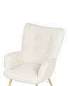 Boucle Wingback Chair with Footstool Off White VEJLE II_901569