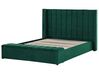 Zamatová posteľ s úložným priestorom 160 x 200 cm zelená NOYERS_834620