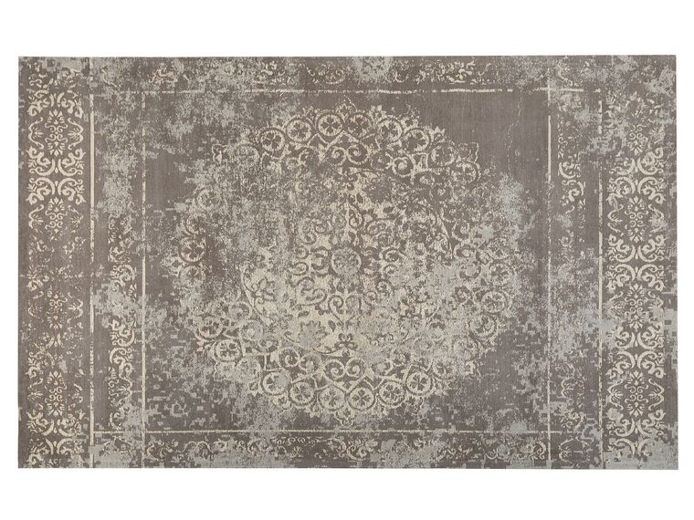 Teppich Baumwolle taupe 140 x 200 cm orientalisches Muster Kurzflor BEYKOZ_747492