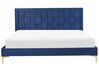 Cama con somier de terciopelo azul marino 160 x 200 cm LIMOUX_867260