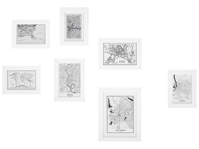 Wall Gallery of Maps 7 Frames White DENKORO_819595