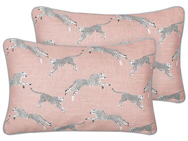 Conjunto 2 almofadas decorativas com padrão de chita em algodão rosa 30 x 50 cm ARALES