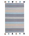 Teppich Baumwolle blau / beige 140 x 200 cm Kurzflor MARMARA_848779