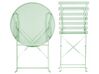 Salon de jardin bistrot table et 2 chaises en acier vert menthe FIORI_797421
