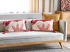 Conjunto de 2 almofadas decorativas com franjas em algodão rosa e branco 30 x 50 ACTAEA_888119