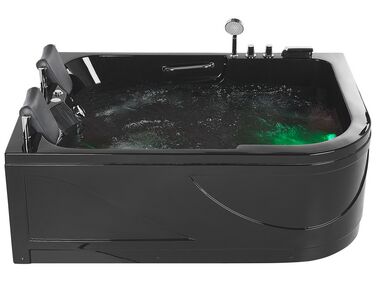 Vasca da bagno idromassaggio angolare nera destra con LED 169 x 81 cm BAYAMO
