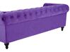 3 Seater Velvet Fabric Sofa Purple CHESTERFIELD_705648