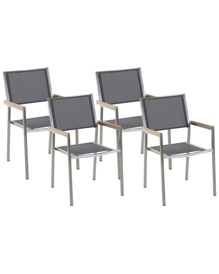 Set di 4 sedie acciaio inossidabile e tessuto grigio GROSSETO_818399