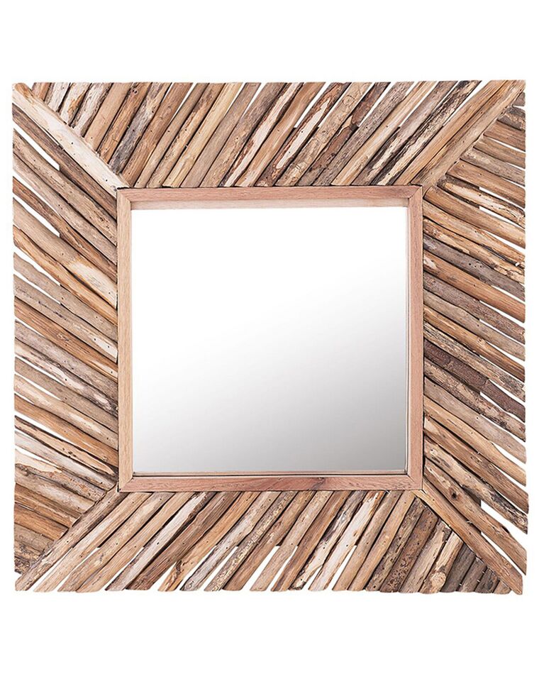 Nástenné zrkadlo 60 x 60 cm svetlé drevo KANAB_759134