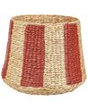 Water Hyacinth Wicker Circus Tent Basket Beige and Red KIMBERLEY_893166